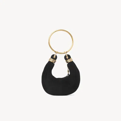 Chloé Mini Bracelet Hobo Bag In Suede Leather Black Size Onesize 100% Goatskin