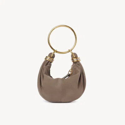 Chloé Mini Bracelet Hobo Bag In Suede Leather Grey Size Onesize 100% Goatskin, Calf-skin Leather In Gray