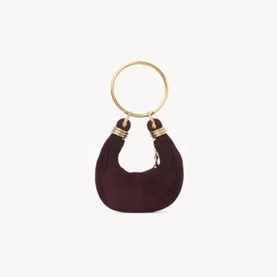 Chloé Mini Bracelet Hobo Bag In Suede Leather Purple Size Onesize 100% Goatskin, Calf-skin Leather