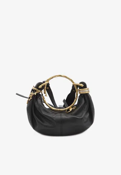 Chloé Mini Bracelet Leather Hobo Bag In Black