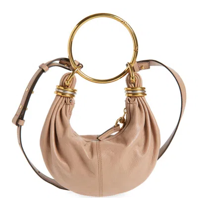 Chloé Mini Bracelet Leather Hobo Bag In Woodrose