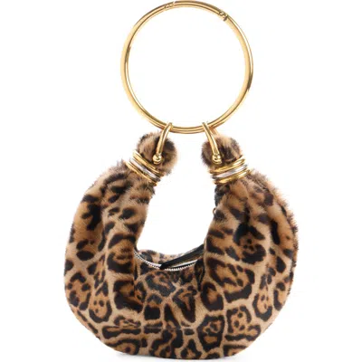 Chloé Mini Bracelet Leopard Print Genuine Shearling Hobo Bag