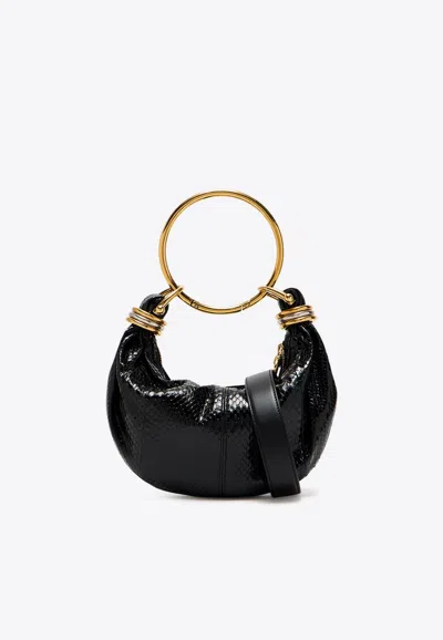 CHLOÉ MINI BRACELET SNAKE-PRINT LEATHER HOBO BAG