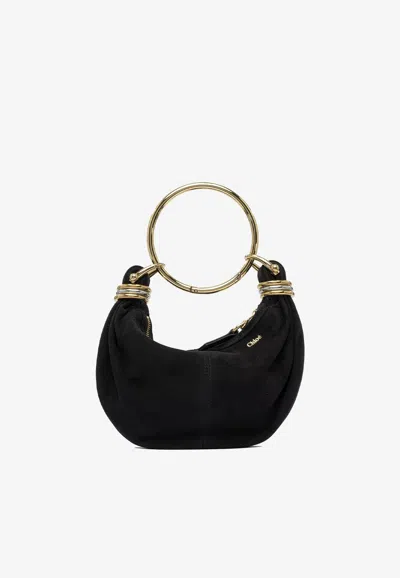 Chloé Mini Bracelet Suede Hobo Bag In Black