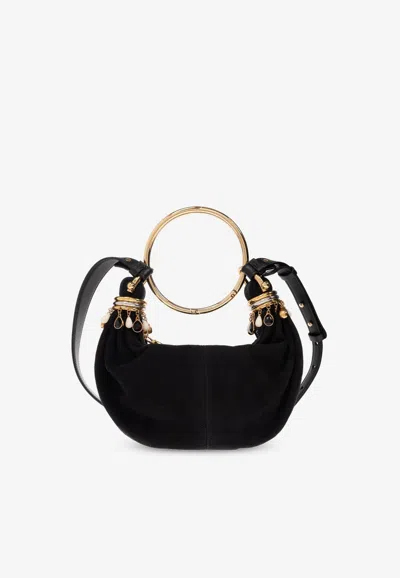 Chloé Mini Bracelet Suede Shoulder Bag In Black
