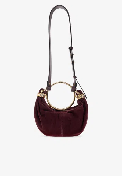 Chloé Mini Bracelet Suede Shoulder Bag In Burgundy