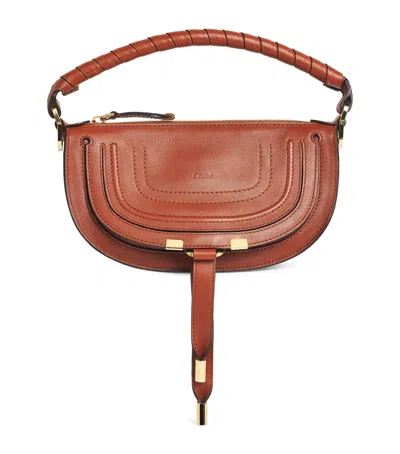 Chloé Mini Calfskin Marcie Shoulder Bag In Brown