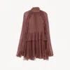 Chloé Robe Cape Courte Volantée En Mousseline De Soie Femme Rose Taille 38 100% Soie, Pinctada Maxima, Far In Pink