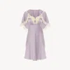 Chloé Mini Cape Dress In Washed Silk Satin & Lace In Purple