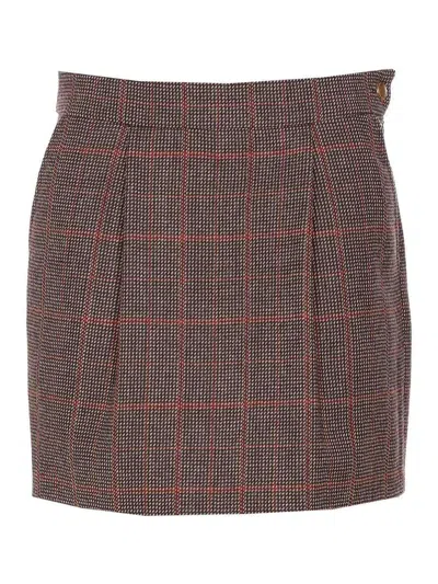 Chloé Mini Check Skirt In Brown
