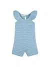 Chloé Light Blue Openwork Romper With Logo Embroidery In Blue