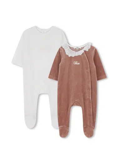 Chloé Mini Cotton Pajama Set For Baby Girls In Multi