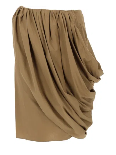 Chloé Draped Skirt Asymmetric Hem Elastic Waistband In Brown