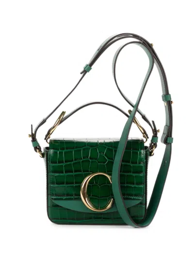 Pre-owned Chloé Mini C-plaque Tote Bag In Green