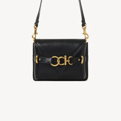 Chloé Mini Sac Bandoulière Cape Bag En Cuir Grainé Femme Noir Taille Onesize 100% Cuir De Veau In Black
