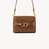 Chloé Mini Sac Bandoulière Cape Bag En Cuir Grainé Femme Brun Taille Onesize 100% Cuir De Veau In It Features A Bandana-shaped Flap At The Front Finished With A Modern Leather Belt With A Gold-tone 