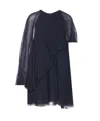 Chloé Mini Cape Dress In Silk Georgette In Blue