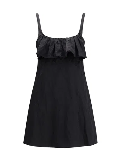 Chloé Mini Dress Without Sleeves In Washed Technical Satin In Black