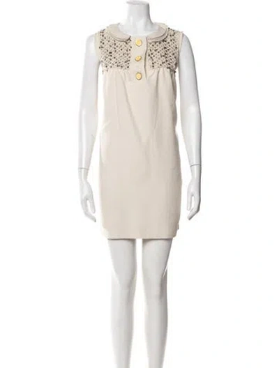 Pre-owned Chloé Mini Dress In Neutrals