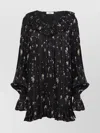 Chloé Mini Dress Pleated Ruffles In Multi