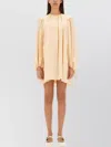 Chloé Mini Dress With Shirred Design And Sleeves In Neutral