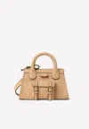 Chloé Mini Edith Top Handle Bag With Stitch Detail In Camel