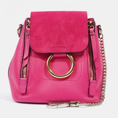 Pre-owned Chloé Mini Faye Backpack Hot Pink Leather