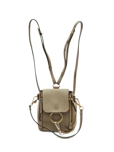 Pre-owned Chloé Mini Faye Daye Logo-detail Backpack In Gray