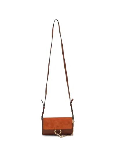 Pre-owned Chloé Mini Faye Ring-chain Crossbody Bag In Orange