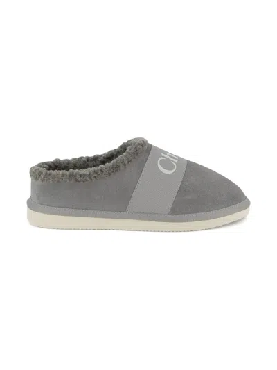 Chloé Mini Fluffand Sandals For Girls In Gray