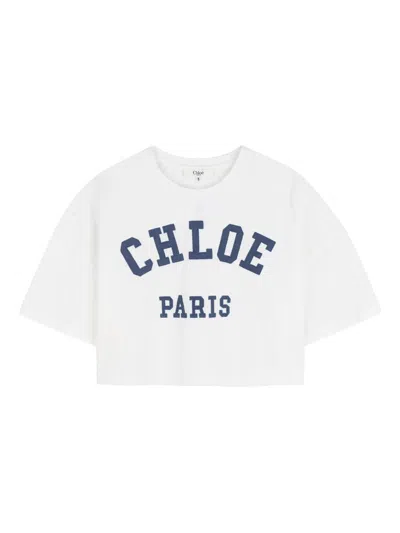 Chloé Mini Girl's Chic T-shirt For Ss26 In Blue