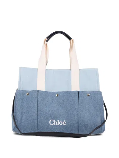 Chloé Chloè Mini Handbag With Changing Mat And Pouch - Height 33 Cm, Width 41 Cm In Blue