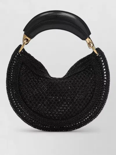 Chloé Mini Summer Banana Hobo Bag In Black Crochet With Leather Details Women