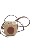 Chloé Horse Medal Basket Leather And Canvas-trimmed Raffia Tote In Nude