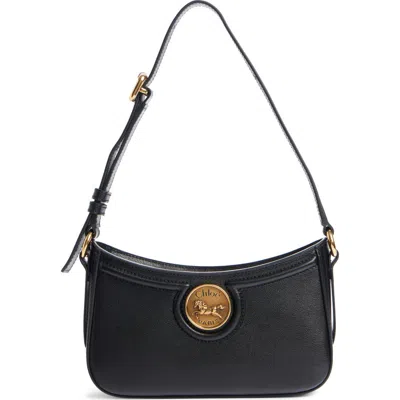 Chloé Mini Horse Medal Leather Shoulder Bag In Black