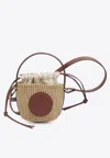 Chloé Horse Medal Basket Leather And Canvas-trimmed Raffia Tote In Brown