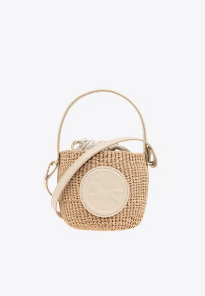 Chloé Mini Horse Medal Woven Bucket Bag In Neutral