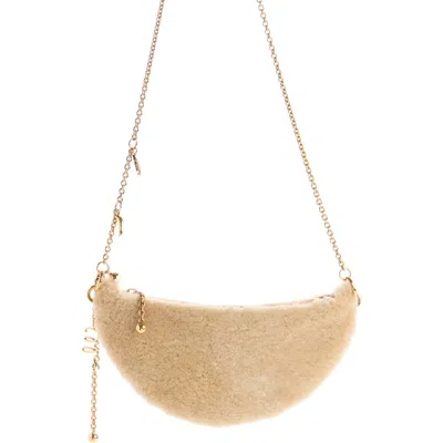 Chloé Mini Icons Genuine Shearling Half Moon Crossbody Bag