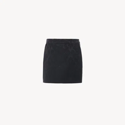 Chloé Mini Jupe Droite En Jacquard De Laine Mélangée In Black
