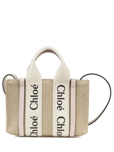 Chloé Chloè Mini Linen Shoulder Bag With Dual Handles - 14cm X 20cm In Purple