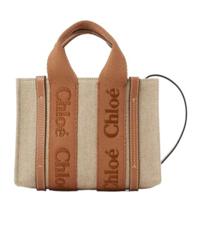 Chloé Mini Logo Shoulder Bag In Neutral