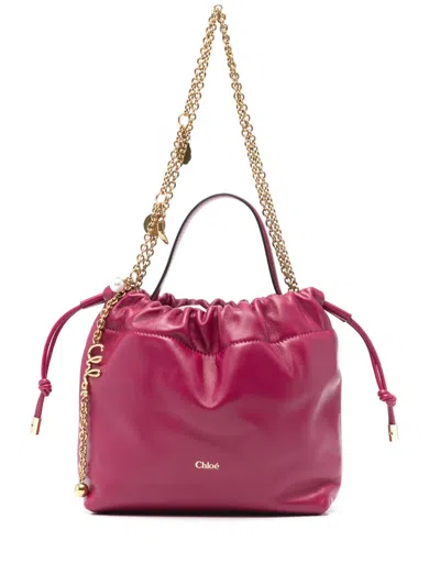 Chloé Mini Logo-detail Shoulder Bag In Red