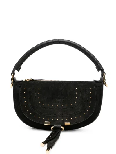 Chloé Mini Marcia Stud-embellished Cross Body Bag In Black