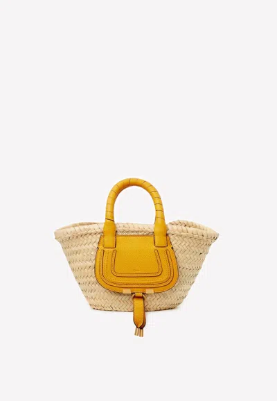Chloé Mini Marcie Basket Tote Bag In Yellow