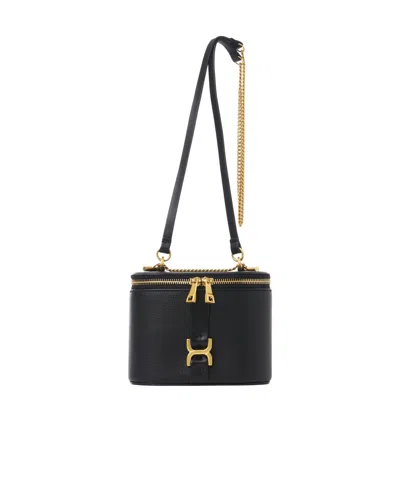 Chloé Small Marcie Vanity Leather Shoulder Bag In Black