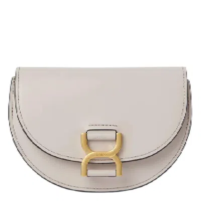 Chloé Mini Marcie Flap Bag In Soft Leather Grey Size Onesize 100% Calf-skin Leather