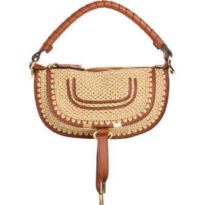 Chloé Marcie Top-handle Bag In Viscose Raffia In Brown