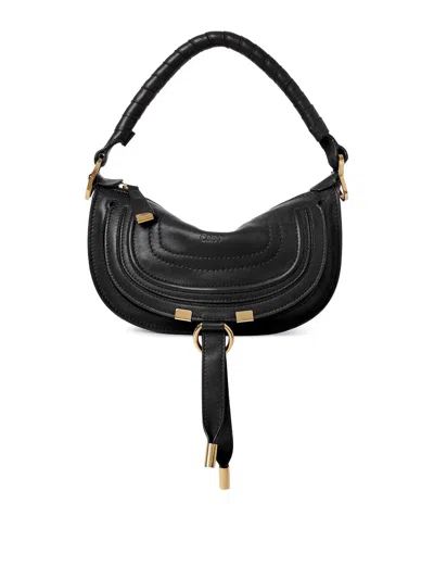 Chloé Mini Marcie Shoulder Bag In Soft Leather In Black