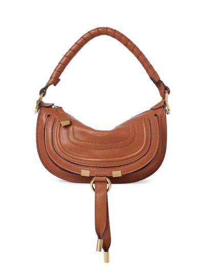 Chloé Mini Marcie Shoulder Bag In Soft Leather In Brown