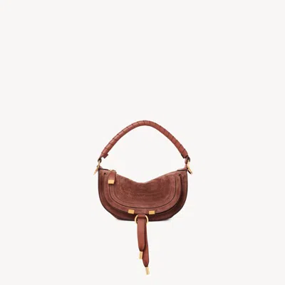 Chloé Mini Marcie Shoulder Bag In Suede Leather In Red